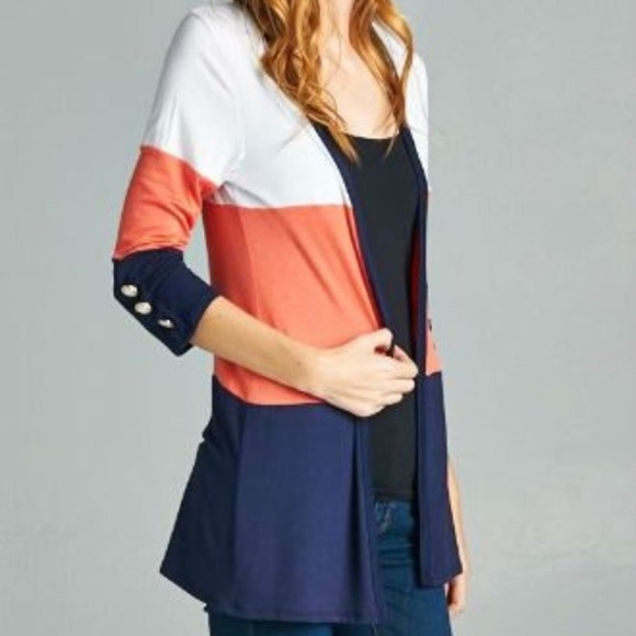 color block button cardigan - Picture 2 of 4